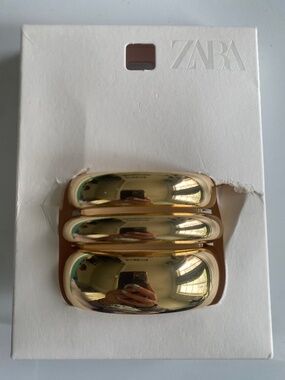 NWT Zara 3 Pack Chunky Gold-Tone Bangle Bracelets